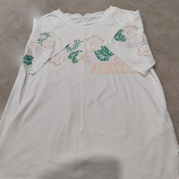 CC COLLECT Women's 100% Cotton White Short Sleeves w/Floral Print Tee - Medium - Picture 8 of 13